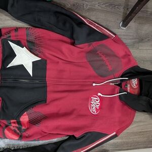 Vintage Dr Pepper JH Design Hoodie Jacket XL Red Black Full Zip Football Graphic